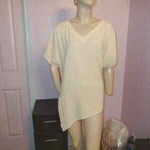 Oh My Gauze Polly Tunic Top Size XXL Pocket Asymmetrical Short Sleeves V-Neck